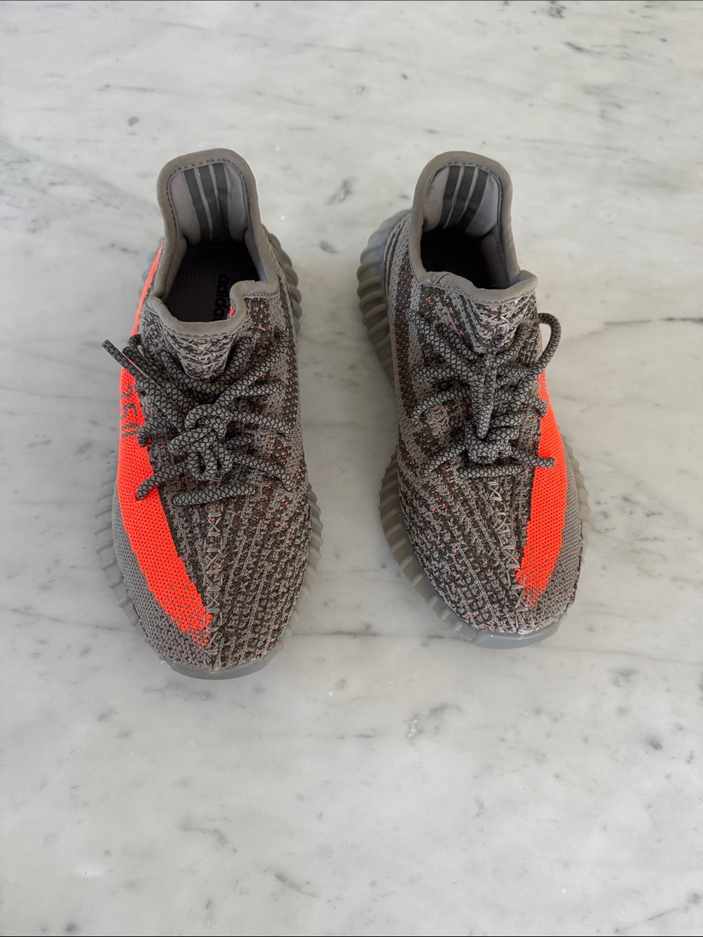 adidas Yeezy Boost 350 V2 Grey with Bright Orange Stripe